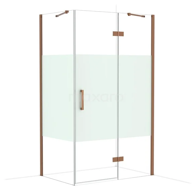 Diamond Duschkabine | 120x80 cm Glänzendes Kupfer Drehtür Rechteck CDB226608413GKP Glas Duschkabine mit Eckeinstieg, transparentem Glas und Holzlook Profilen, ideale moderne Ergänzung zum Badezimmer.