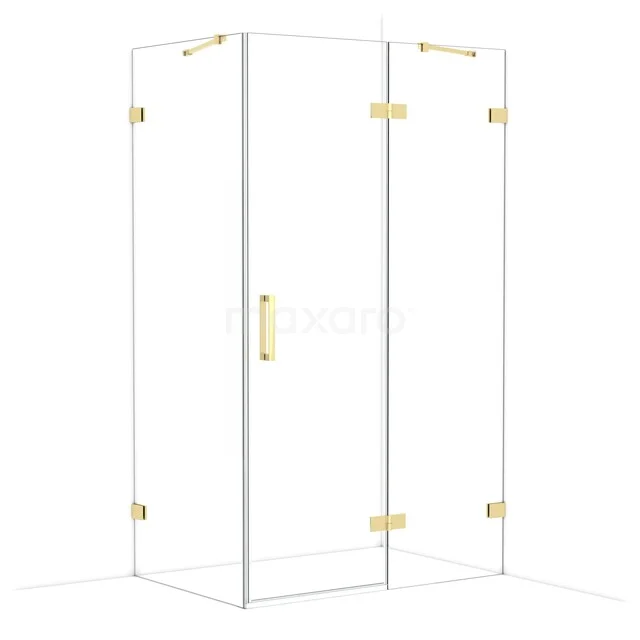 Diamond Douchecabine | 120x80 cm Glanzend lichtgoud Helder glas Draaideur Rechthoek CDB226608420GLG
