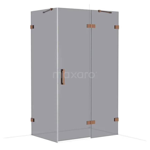Diamond Duschkabine | 120x80 cm Glänzendes Kupfer Drehtür Rechteck CDB226608421GKP Graue Duschkabine mit Glastüren, bronzen Scharnieren und Haltegriff, perfekt für ein modernes Badezimmer.