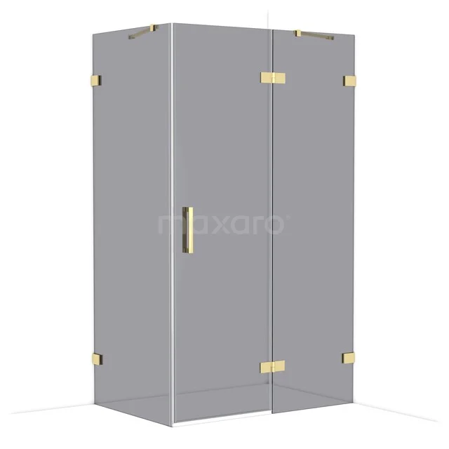 Diamond Douchecabine | 120x80 cm Glanzend lichtgoud Rookglas Draaideur Rechthoek CDB226608421GLG