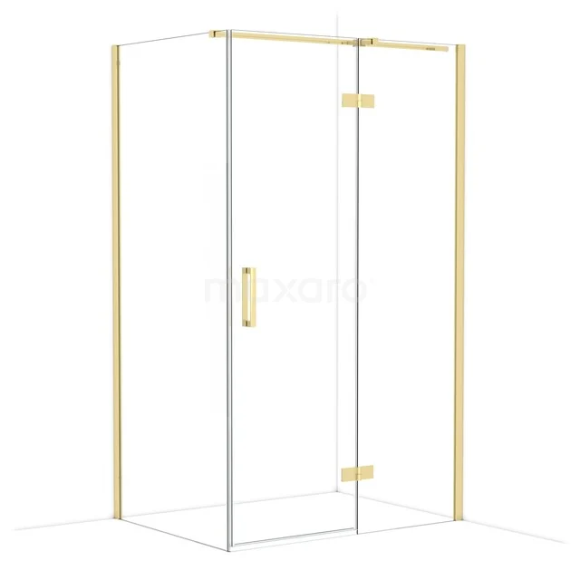 Goldene Duschkabine mit Klarglas, modernes Design, geeignet für jeden Badezimmerstil.