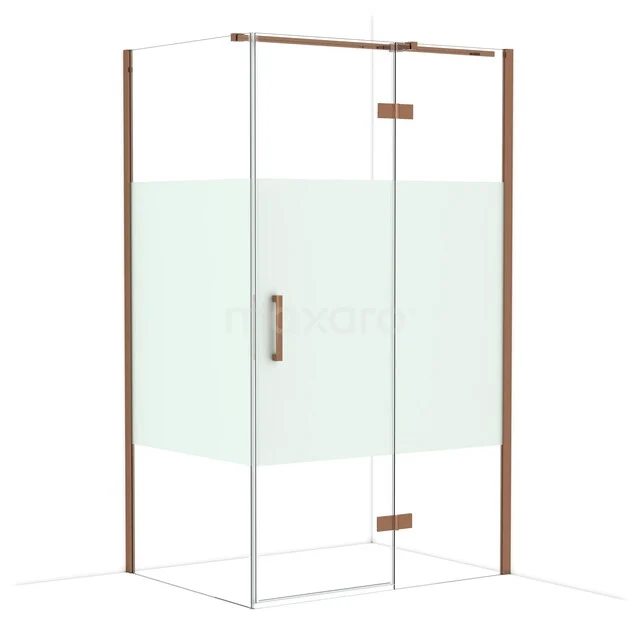 Diamond Shower enclosure | 120x90 cm Glanzend koper Clear with matt strip Pivot door Rectangle CDB226609313GKP Douchecabine met helder glas, bronskleurig frame en handgreep, stijlvol badkamerdesign voor een moderne uitstraling.
