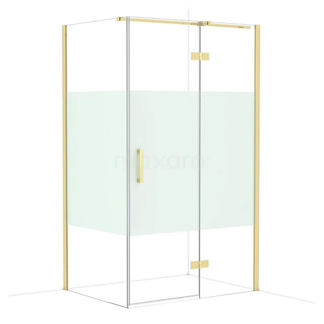 Diamond Douchecabine | 120x90 cm Glanzend lichtgoud Helder met matte strook Draaideur Rechthoek CDB226609313GLG