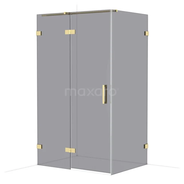 Diamond Douchecabine | 120x90 cm Glanzend lichtgoud Rookglas Draaideur Rechthoek CDB226609321GLG