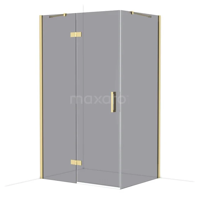 Diamond Douchecabine | 120x90 cm Glanzend lichtgoud Rookglas Draaideur Rechthoek CDB226609411GLG