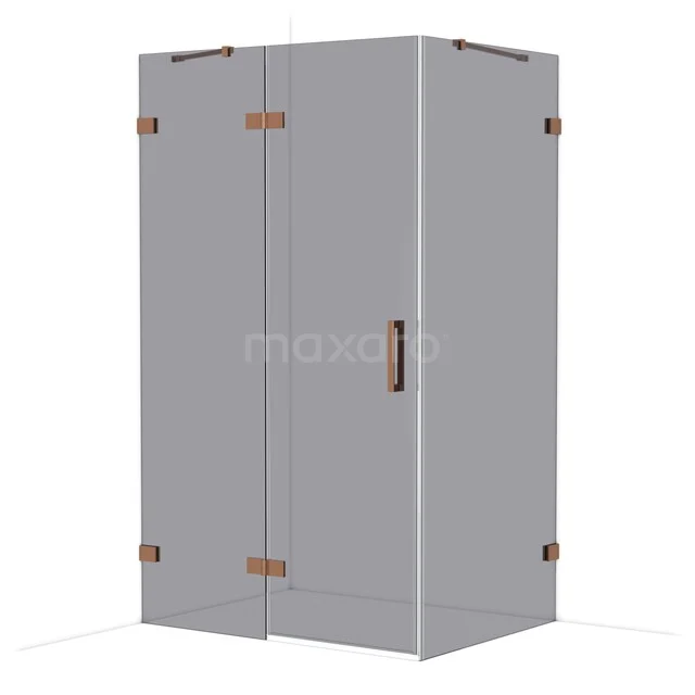 Diamond Douchecabine | 120x90 cm Glanzend koper Rookglas Draaideur Rechthoek CDB226609421GKP