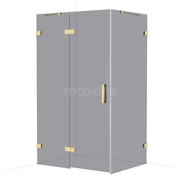 Diamond Douchecabine | 120x90 cm Glanzend lichtgoud Rookglas Draaideur Rechthoek CDB226609421GLG