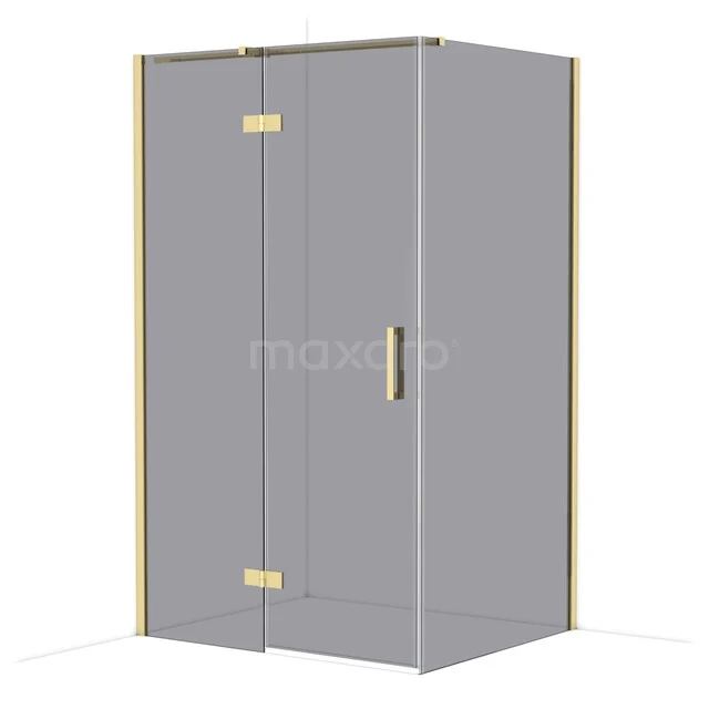 Diamond Douchecabine | 120x100 cm Glanzend lichtgoud Rookglas Draaideur Rechthoek CDB226610311GLG