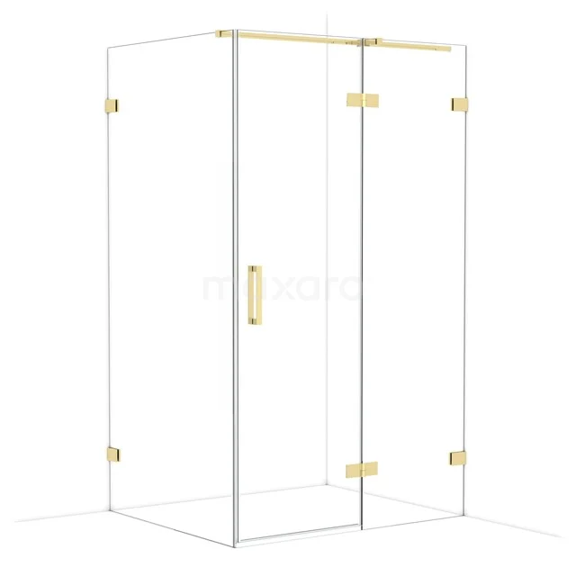Diamond Shower enclosure | 120x100 cm Glanzend lichtgoud Clear glass Pivot door Rectangle CDB226610320GLG