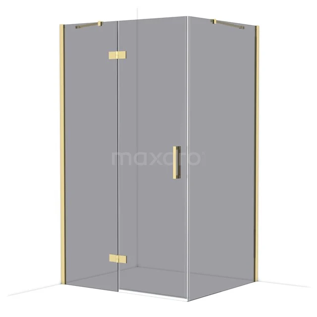 Diamond Douchecabine | 120x100 cm Glanzend lichtgoud Rookglas Draaideur Rechthoek CDB226610411GLG