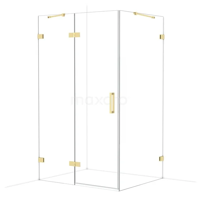 Diamond Douchecabine | 120x100 cm Glanzend lichtgoud Helder glas Draaideur Rechthoek CDB226610420GLG