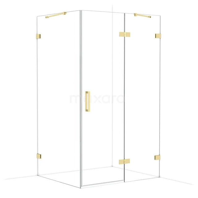 Diamond Shower enclosure | 120x100 cm Glanzend lichtgoud Clear glass Pivot door Rectangle CDB226610420GLG