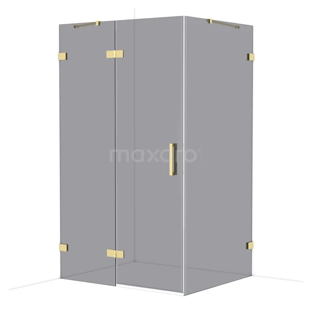Diamond Douchecabine | 120x100 cm Glanzend lichtgoud Rookglas Draaideur Rechthoek CDB226610421GLG