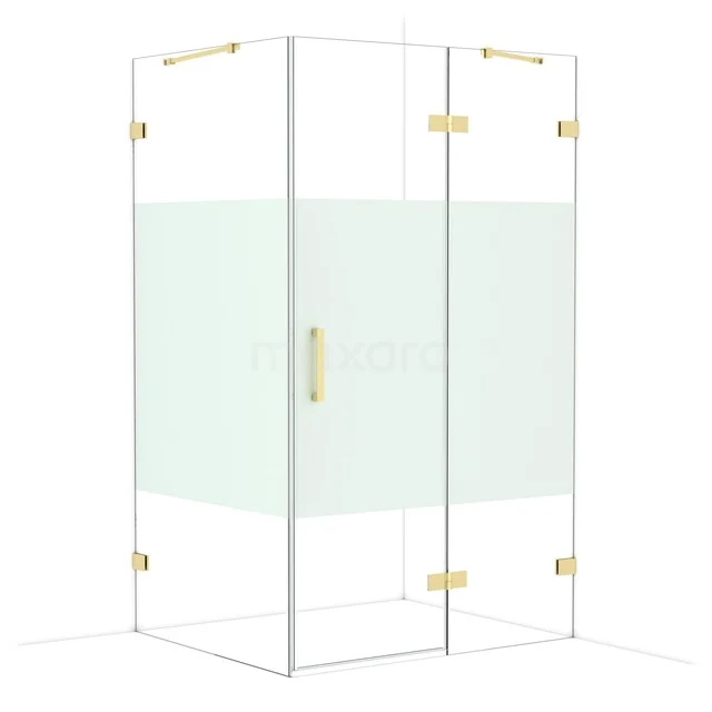 Diamond Douchecabine | 120x100 cm Glanzend lichtgoud Helder met matte strook Draaideur Rechthoek CDB226610423GLG