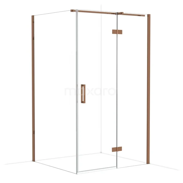 Diamond Shower cabin | 120x110 cm Shiny copper Clear glass Pivot door Rectangle CDB226611310GKP Shower cabin with glass walls, bronze-coloured profiles and a hinged door, ideal as a stylish addition to your bathroom.