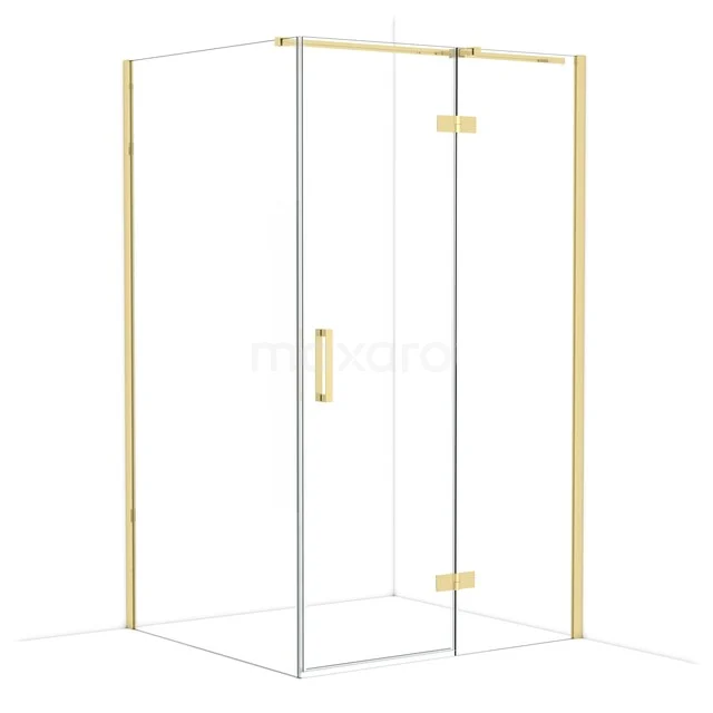 Diamond Duschkabine | 120x110 cm Glänzendes Hellgold Drehtür Rechteck CDB226611310GLG Duschkabine mit goldfarbenen Akzenten, gläsernen Wänden und Drehtür; stilvolles Design für ein modernes Badezimmer.