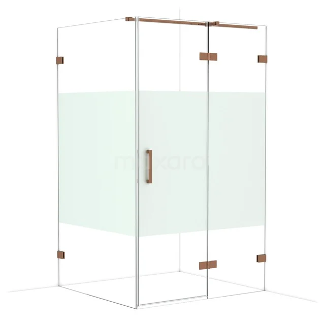 Glas Duschkabine mit mattem Mittelpaneel, kupferfarbigen Akzenten, modernes Design für stilvolle Bäder.