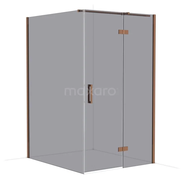 Duschkabine Diamond CDB226614311GKP Glas Duschkabine mit Eckeingang, kupferfarbene Scharniere und Haltegriff, modernes Badezimmerdesign.