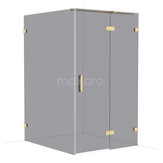 Diamond Shower enclosure | 140x120 cm Glanzend lichtgoud Smoke glass Pivot door Rectangle CDB226614321GLG