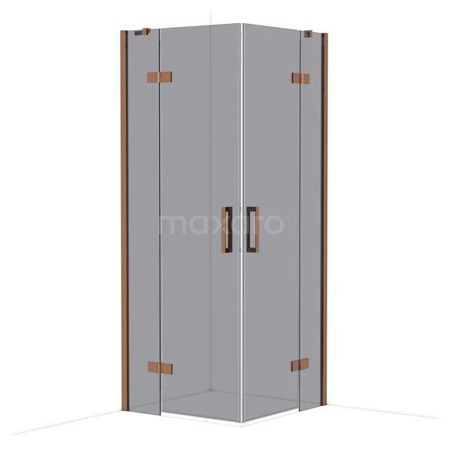 Diamond Douchecabine | 80x80 cm Glanzend koper Rookglas Draaideur Vierkant CDD3535411GKP