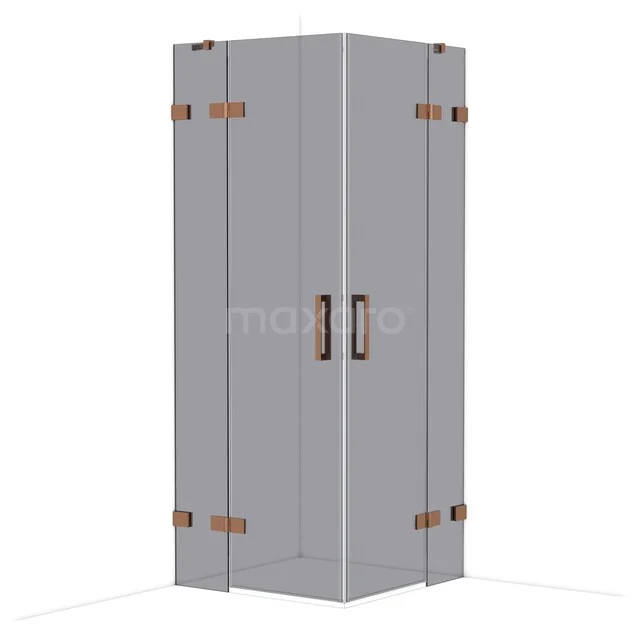 Diamond Douchecabine | 80x80 cm Glanzend koper Rookglas Draaideur Vierkant CDD3535421GKP