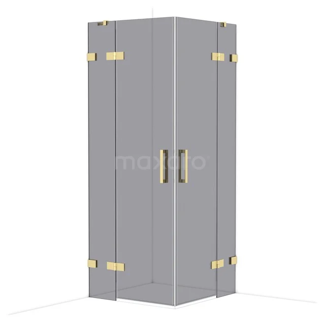Diamond Douchecabine | 80x80 cm Glanzend lichtgoud Rookglas Draaideur Vierkant CDD3535421GLG