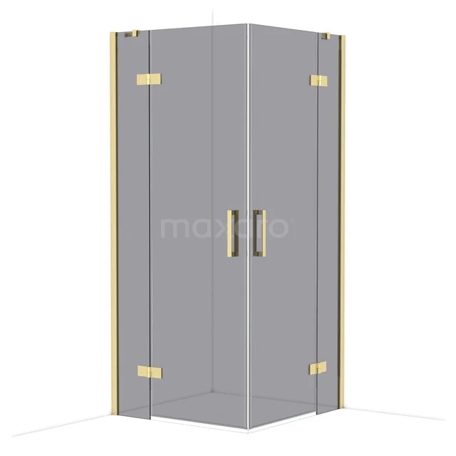 Diamond Douchecabine | 90x90 cm Glanzend lichtgoud Rookglas Draaideur Vierkant CDD3636411GLG