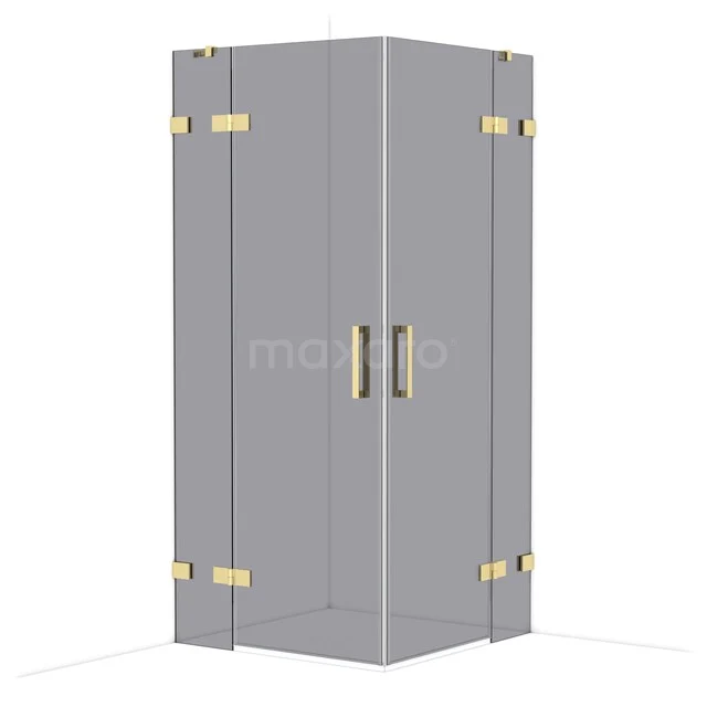 Diamond Douchecabine | 90x90 cm Glanzend lichtgoud Rookglas Draaideur Vierkant CDD3636421GLG