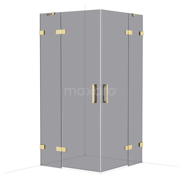Diamond Shower enclosure | 100x100 cm Glanzend lichtgoud Smoke glass Pivot door Square CDD4646421GLG
