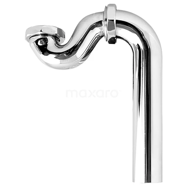Verchromtes Siphonbogenrohr mit gebogenem Design, ideal für ein modernes Badezimmer.