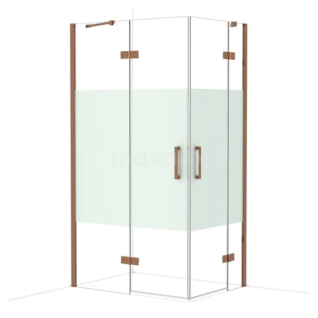 Diamond Douchecabine | 110x80 cm Glanzend koper Helder met matte strook Draaideur Rechthoek CDD6535413GKP