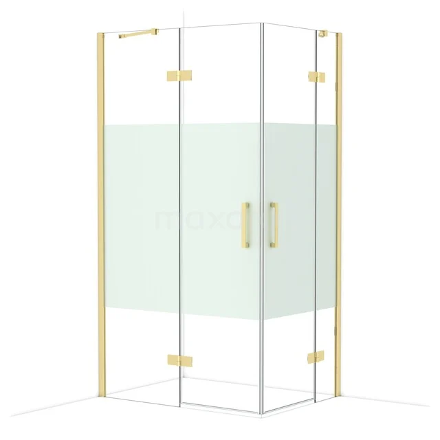 Diamond Douchecabine | 110x80 cm Glanzend lichtgoud Helder met matte strook Draaideur Rechthoek CDD6535413GLG