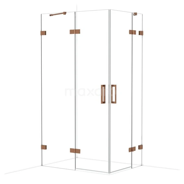 Diamond Douchecabine | 110x80 cm Glanzend koper Helder glas Draaideur Rechthoek CDD6535420GKP