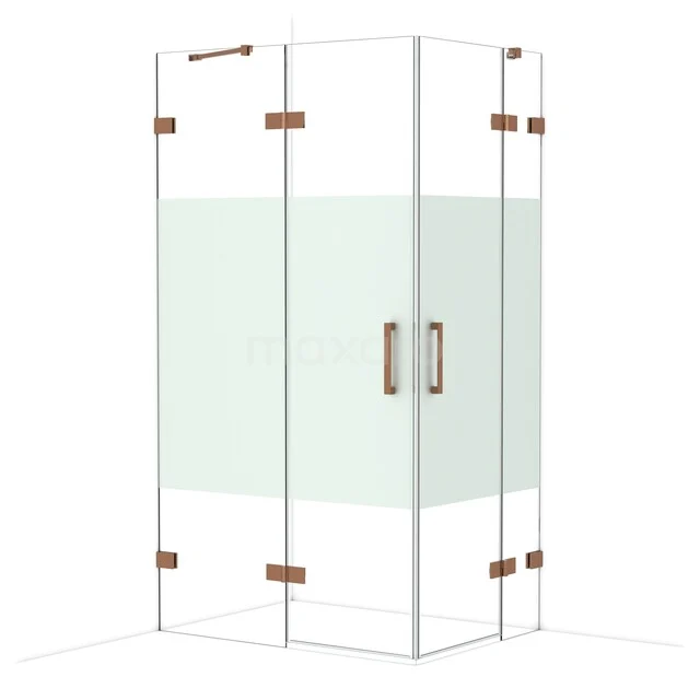 Diamond Douchecabine | 110x80 cm Glanzend koper Helder met matte strook Draaideur Rechthoek CDD6535423GKP Diamond Douchecabine | 110x80 cm Glanzend koper Helder met matte strook Draaideur Rechthoek CDD6535423GKP