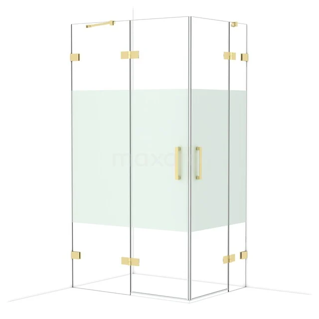 Diamond Douchecabine | 110x80 cm Glanzend lichtgoud Helder met matte strook Draaideur Rechthoek CDD6535423GLG