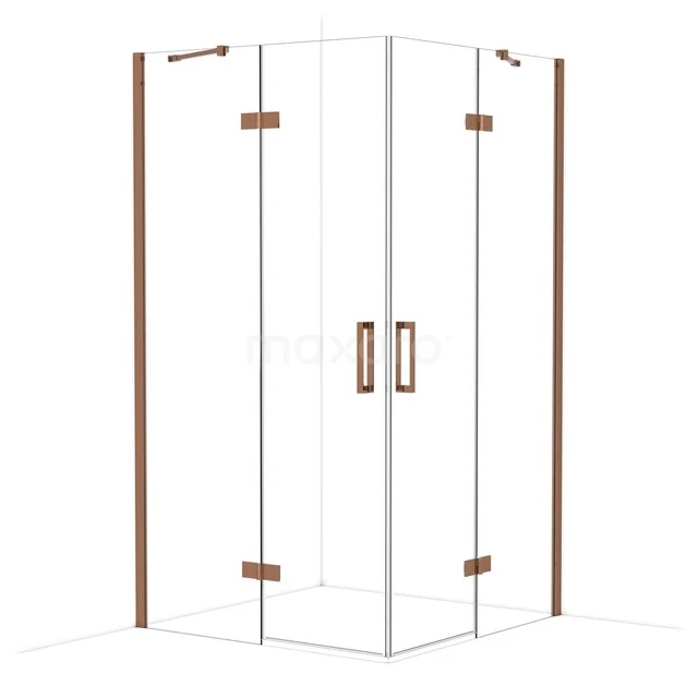 Diamond Douchecabine | 110x110 cm Glanzend koper Helder glas Draaideur Vierkant CDD6565410GKP