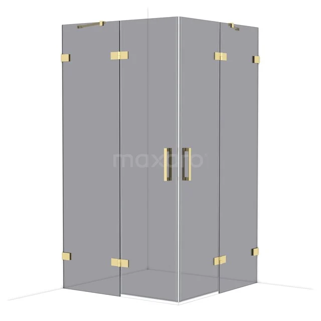 Diamond Douchecabine | 110x110 cm Glanzend lichtgoud Rookglas Draaideur Vierkant CDD6565421GLG