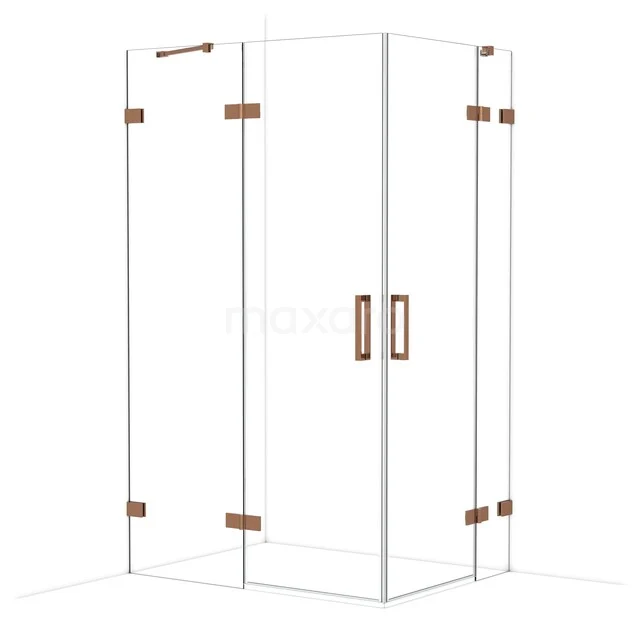 Diamond Shower enclosure | 120x90 cm Glanzend koper Clear glass Pivot door Rectangle CDD6636420GKP Glazen hoekdouchecabine met bronskleurige accenten, minimalistisch ontwerp en ideaal voor een stijlvolle badkamerinrichting.