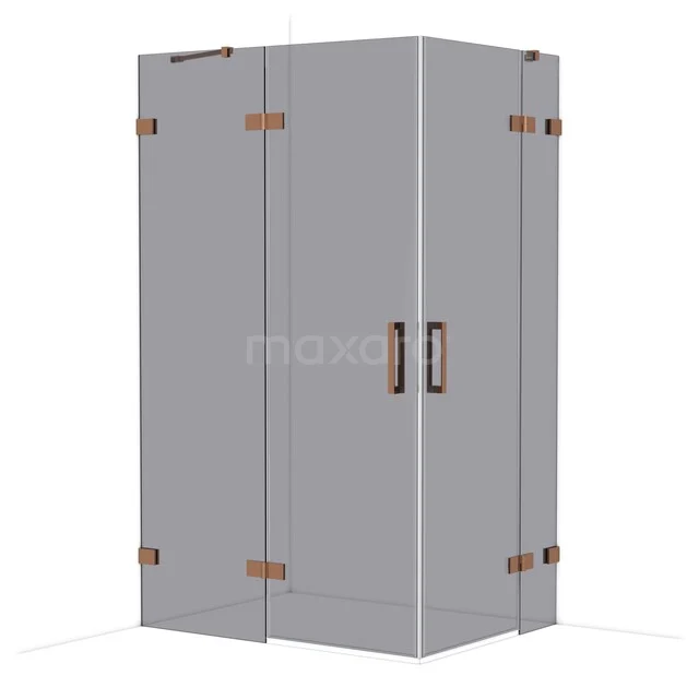 Diamond Douchecabine | 120x90 cm Glanzend koper Rookglas Draaideur Rechthoek CDD6636421GKP