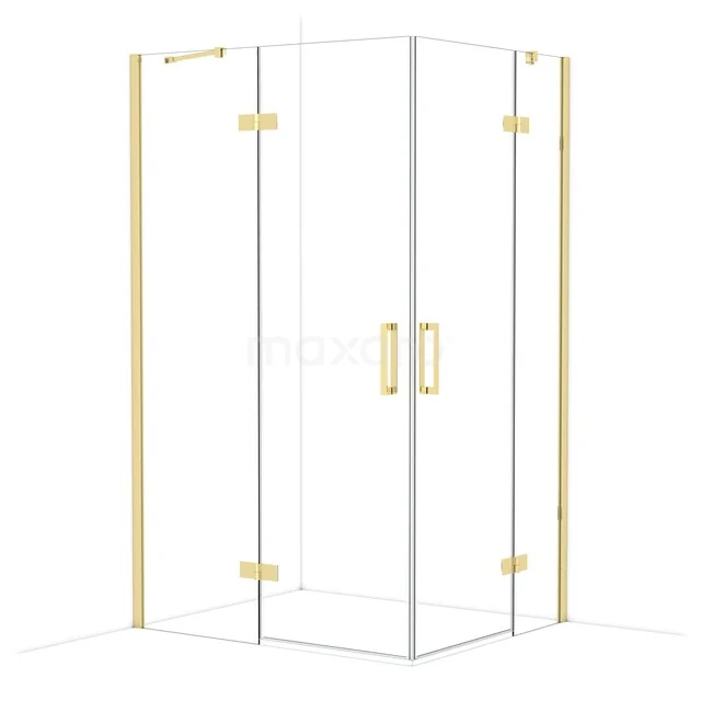 Diamond Duschkabine | 120x100 cm Glänzendes Hellgold Drehtür Rechteck CDD6646410GLG Duschkabine Eckmodell, Glas mit goldfarbenen Akzenten, stilvolle Badezimmerlösung aus luxuriöser Serie.