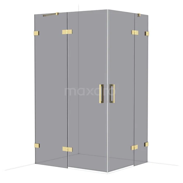 Diamond Douchecabine | 120x100 cm Glanzend lichtgoud Rookglas Draaideur Rechthoek CDD6646421GLG