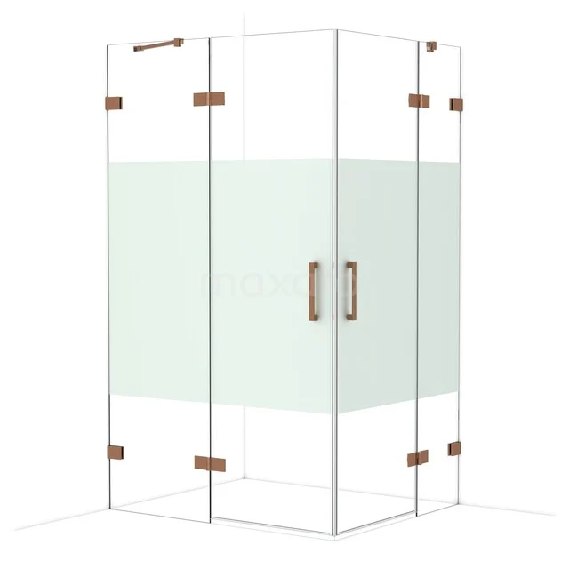 Diamond Douchecabine | 120x100 cm Glanzend koper Helder met matte strook Draaideur Rechthoek CDD6646423GKP