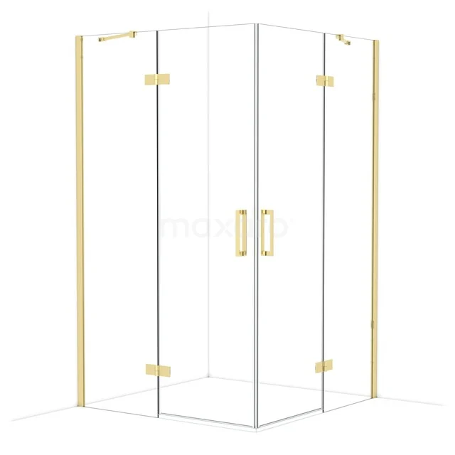 Diamond Shower enclosure | 120x120 cm Glanzend lichtgoud Clear glass Pivot door Square CDD6666410GLG