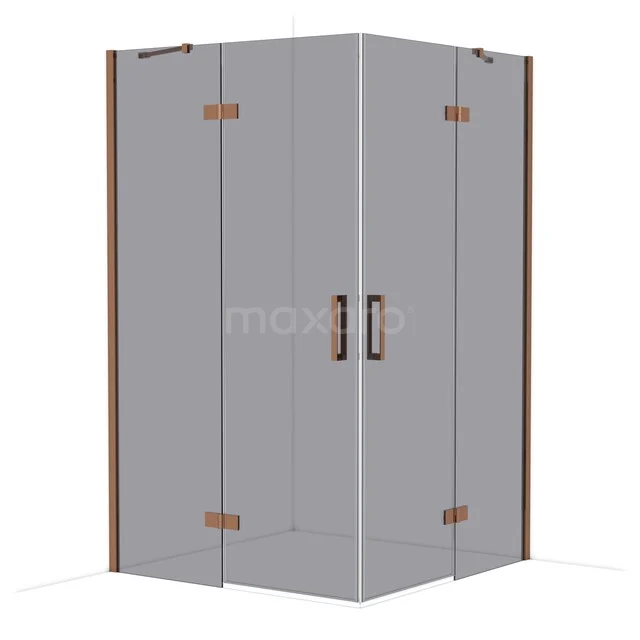 Diamond Douchecabine | 120x120 cm Glanzend koper Rookglas Draaideur Vierkant CDD6666411GKP