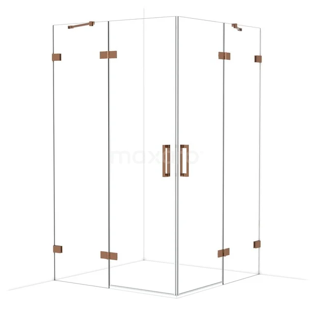 Diamond Douchecabine | 120x120 cm Glanzend koper Helder glas Draaideur Vierkant CDD6666420GKP