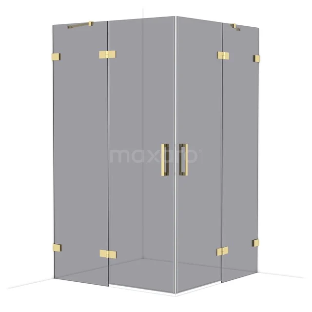 Diamond Douchecabine | 120x120 cm Glanzend lichtgoud Rookglas Draaideur Vierkant CDD6666421GLG