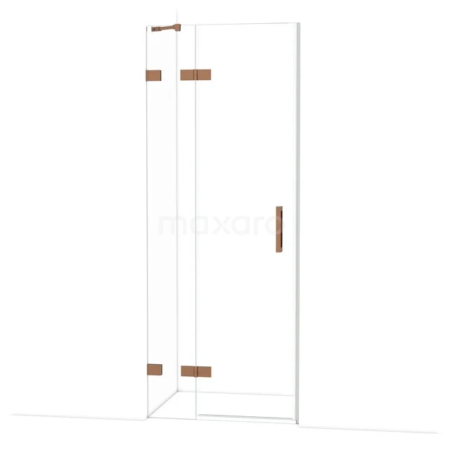 Diamond Duschtür | 80 cm Glänzendes Kupfer Klarglas Drehtür DDB21351220GKP Glasene Duschtür mit modernen roségoldenen Scharnieren und Griff, ideal als elegante Ergänzung zum Badezimmer.