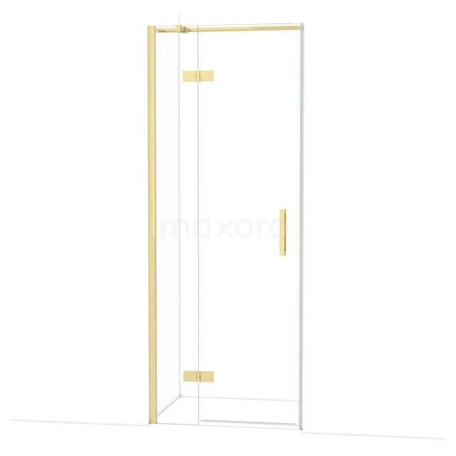 Diamond Duschtür | 80 cm Glänzendes Hellgold Klarglas Drehtür DDB21351310GLG Duschtür mit Klarglas und goldfarbenen Akzenten, perfekt für ein stilvolles Badezimmer.