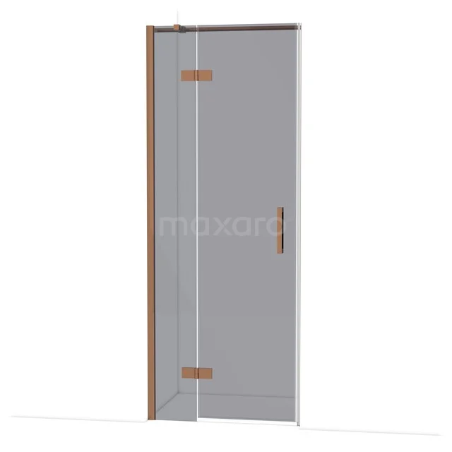 Diamond Douchedeur | 80 cm Glanzend koper Rookglas Draaideur DDB21351311GKP