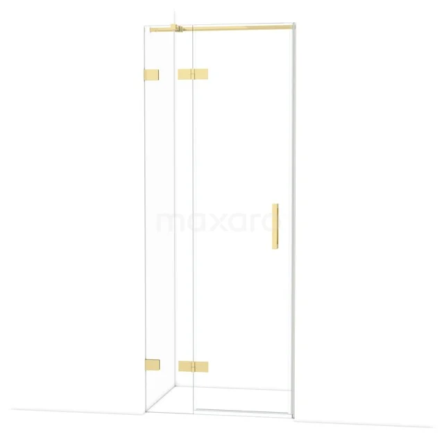 Diamond Douchedeur | 80 cm Glanzend lichtgoud Helder glas Draaideur DDB21351320GLG